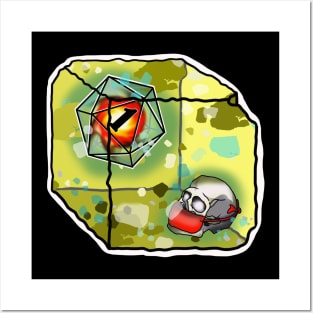 Skull wearing a face mask in a gelatinous cube Posters and Art